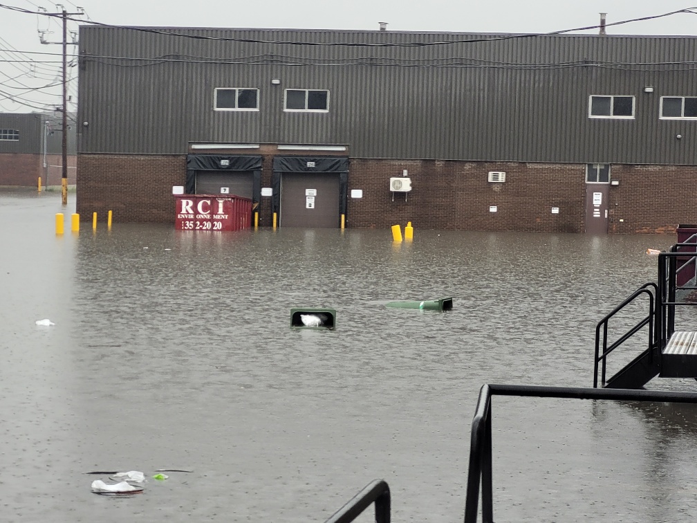 Flooding seen in Montreal’s St-Laurent borough on Wednesday, July 10 2024.