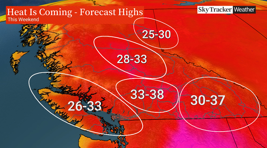 A look at the forecast highs across the province this weekend.