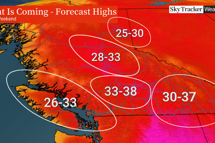 Hot, dry, sunny weather on the way for most of B.C. this week