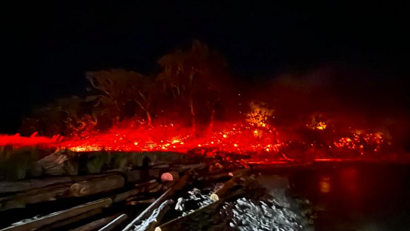 Голям пожар в храсти в парка в Нанаймо Британска Колумбия