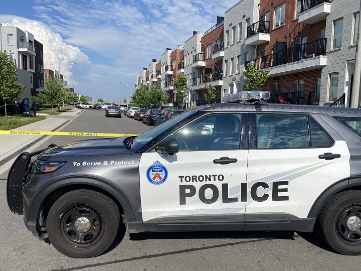 The scene of the shooting in the area of Stanley Greene and Downsview Park boulevards in North York.