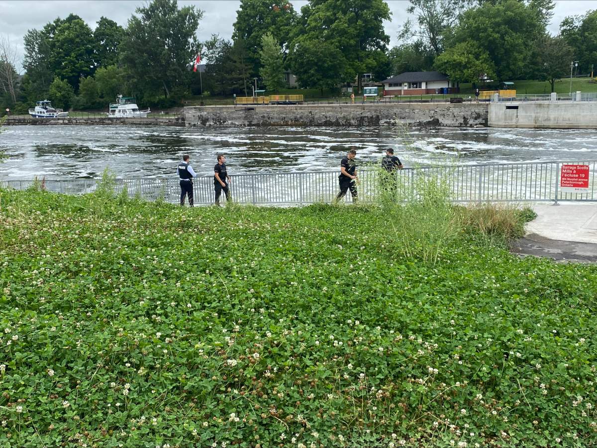 Peterborough police and OPP search the Otonabee River on July 11, 2024.
