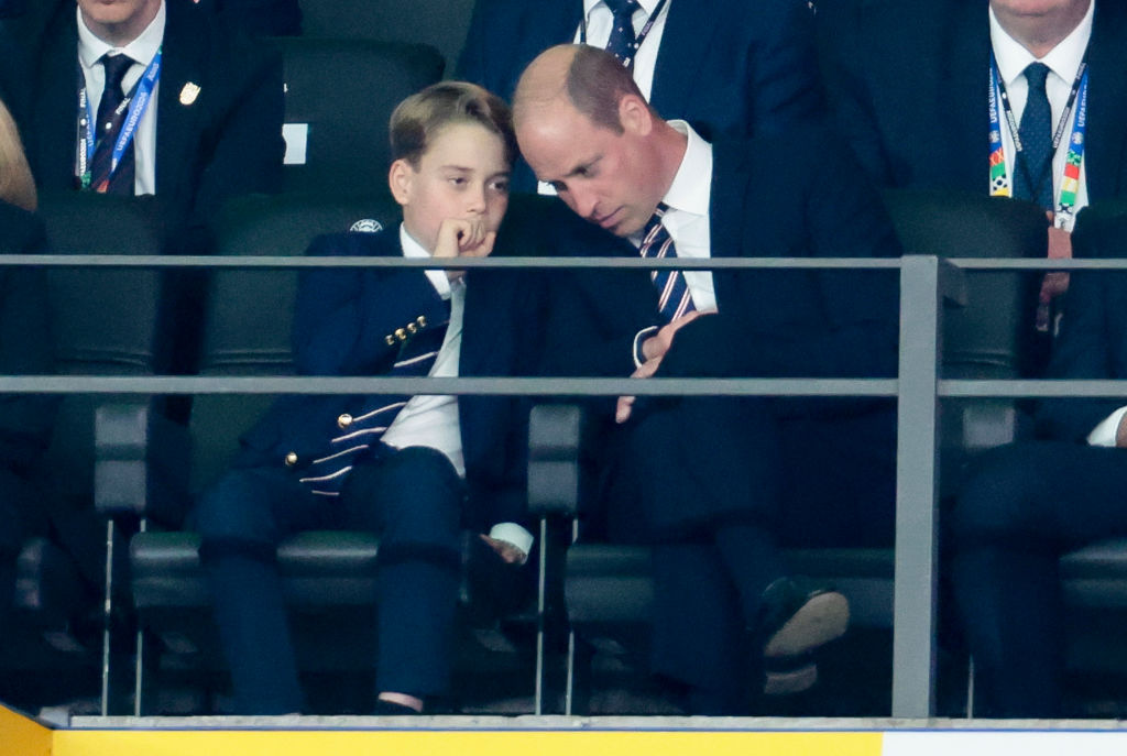 Prince George of Wales and Prince William, Prince of Wales during the UEFA EURO 2024 final match between Spain and England at Olympiastadion on July 14, 2024 in Berlin, Germany.