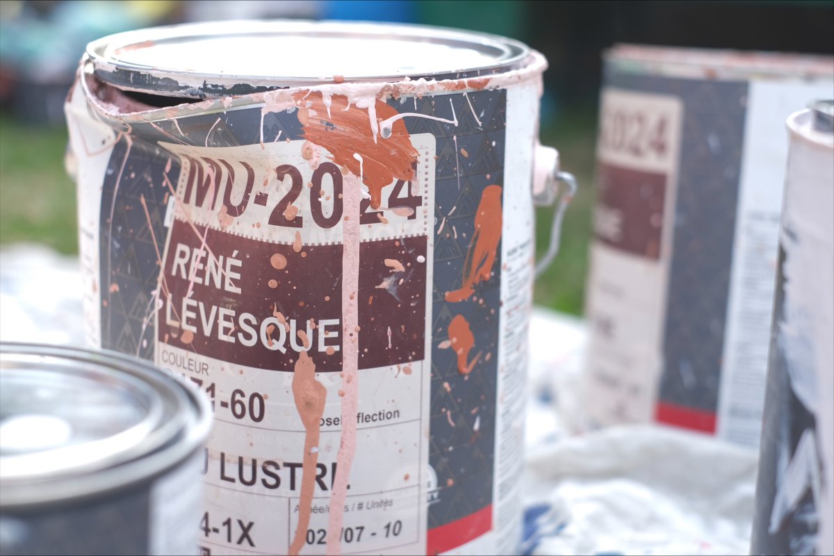 Paint used for the new mural of René Lévesque.