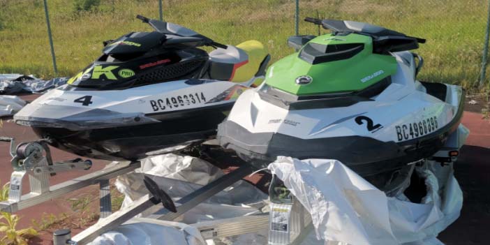 The two Sea-Doos that were stolen from a resort along Okanagan Lake.