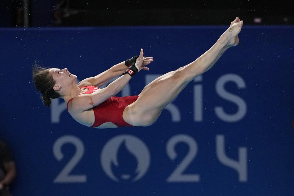 Canada's Caeli McKay competes in the women's 10m platform diving semifinal at the 2024 Summer Olympics, Monday, Aug. 5, 2024, in Saint-Denis, France. THE CANADIAN PRESS/AP-Lee Jin-man.