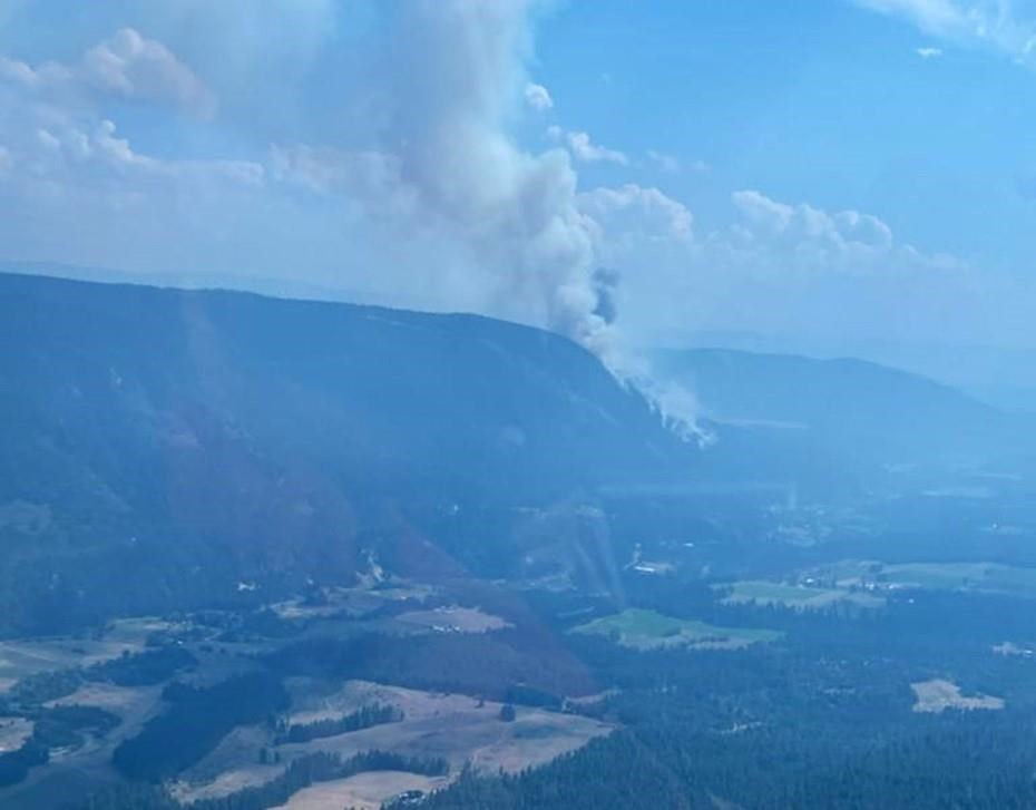 The Hullcar Mountain wildfire burns near Armstrong, B.C. Aug. 5, 2024. Handout photo.