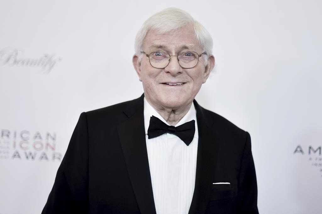 FILE – Phil Donahue attends the 2019 American Icon Awards at the Beverly Wilshire Hotel on May 19, 2019, in Beverly Hills, Calif.