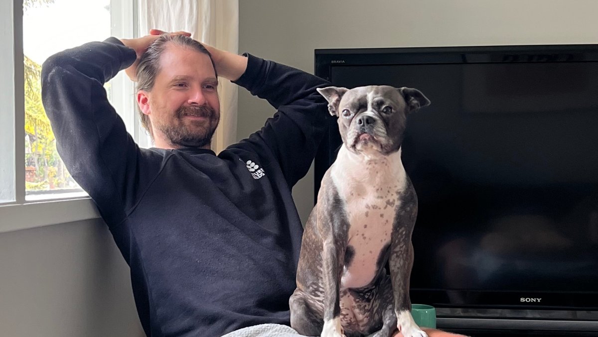 An undated photo of Ryan Brodziak and his dog Gouda.