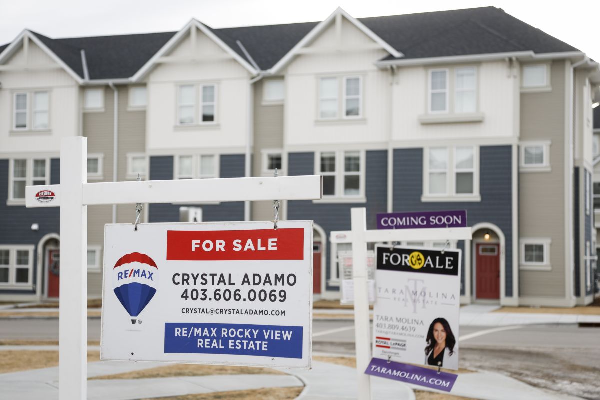 Houses for sale are shown in a new subdivision in Airdrie, Alta., Friday, Jan. 28, 2022.