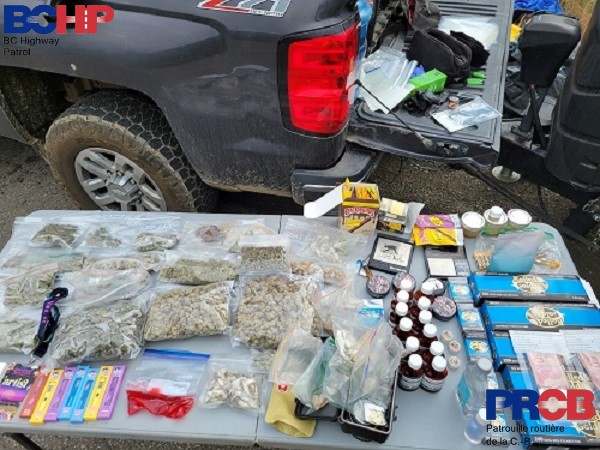 A photo showing some of the drugs seized by police during road stops during the 2024 Shambhala Music Festival in the Kootenays.