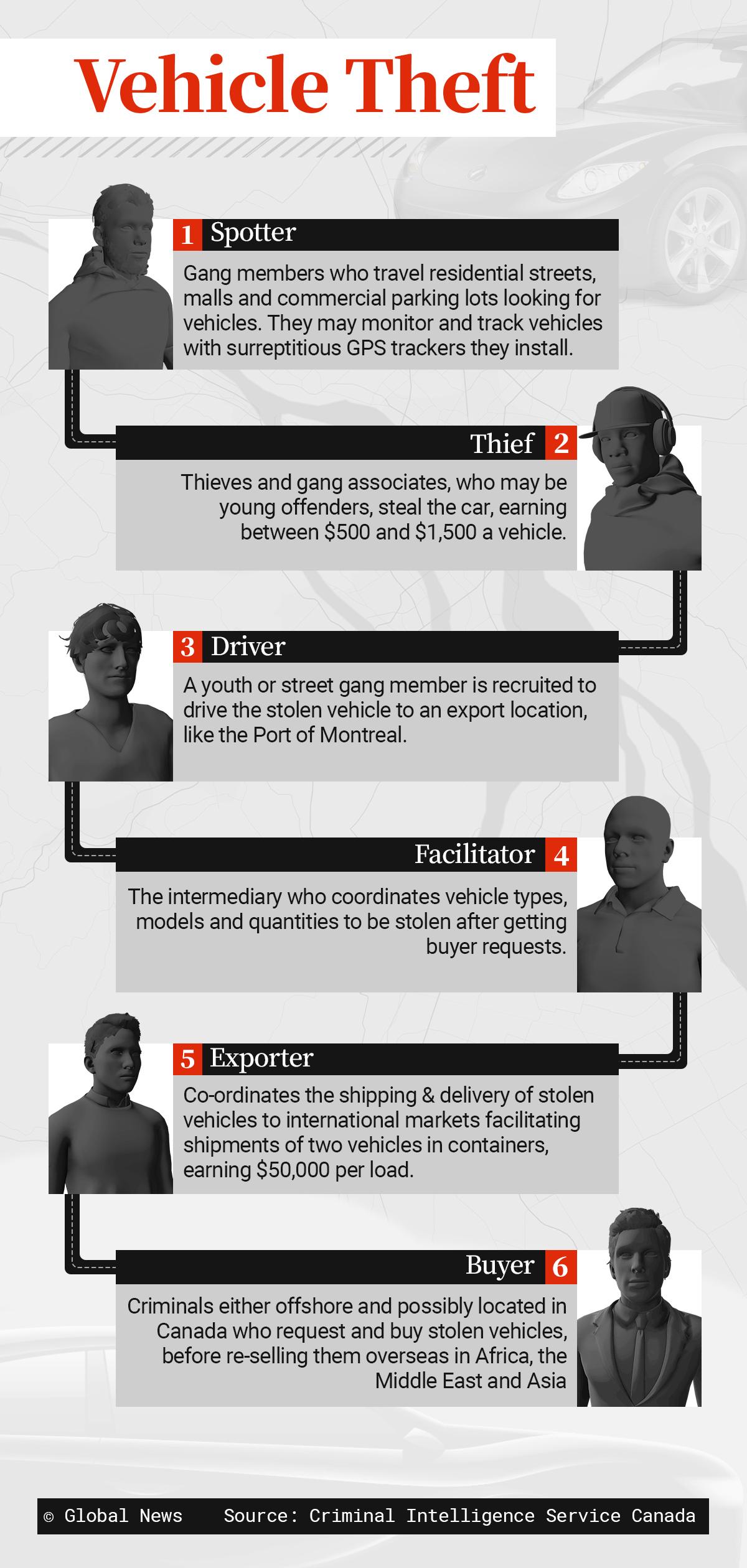 The vehicle theft network