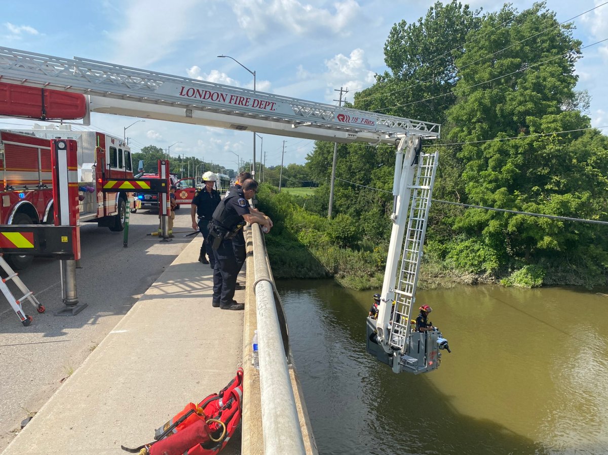 Emergency crews in London, Ont., continue to search for a young child reported missing after falling into the Thames River on Aug. 1, 2024.