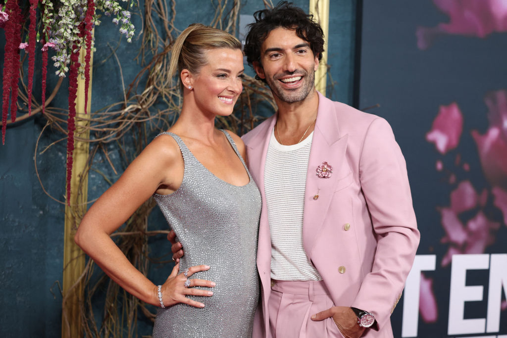 Justin Baldoni and his wife Emily Baldoni attend the New York premiere of "It Ends With Us" at at AMC Lincoln Square in New York, August 6, 2024.