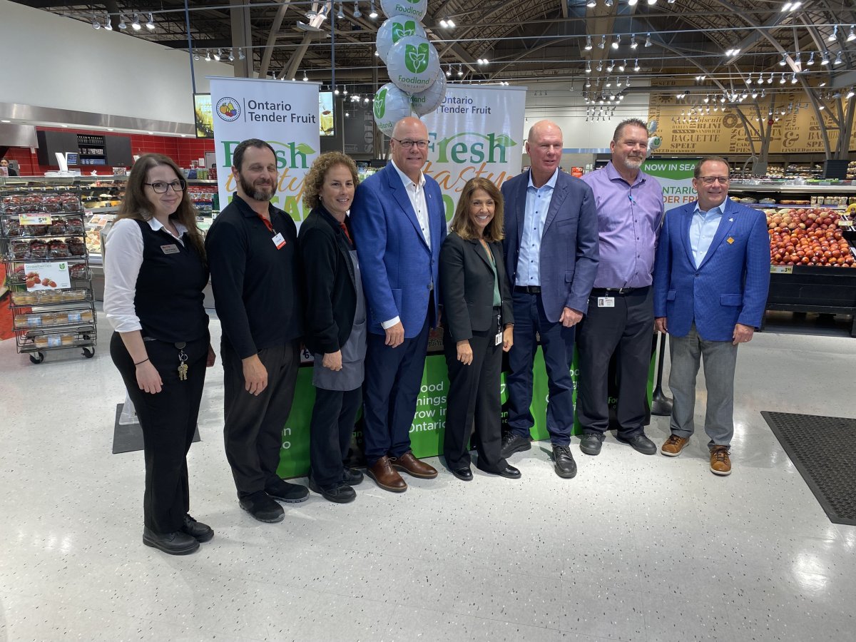 Minister of Agriculture, Food and Agribusiness Rob Flack was in Guelph on Tuesday to announce funding to promote Ontario's tender fruit farmers.