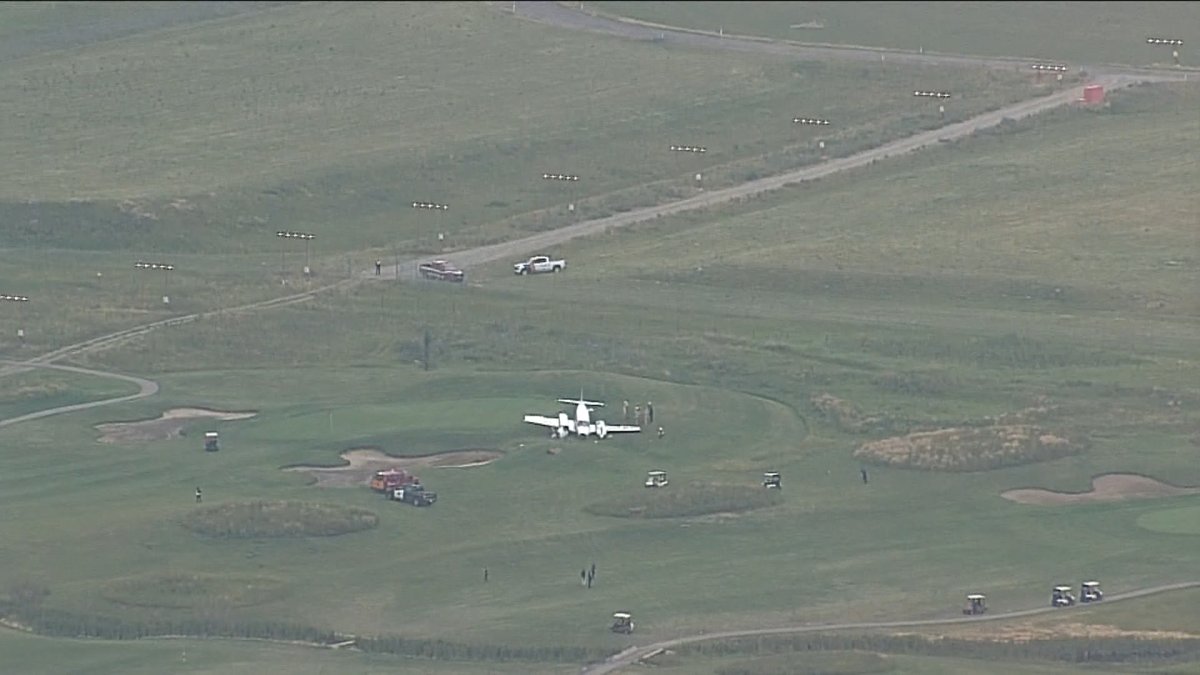 A pilot walked away without injury after a small plane crashed at Calgary's Wingfield Golf Club Friday, Aug. 16, 2024.