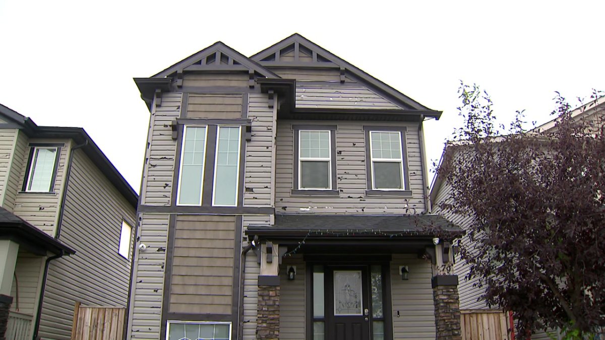 Houses in the northwest Calgary community of Livingston sustained significant damage from a hailstorm on Monday, Aug. 5, 2024.