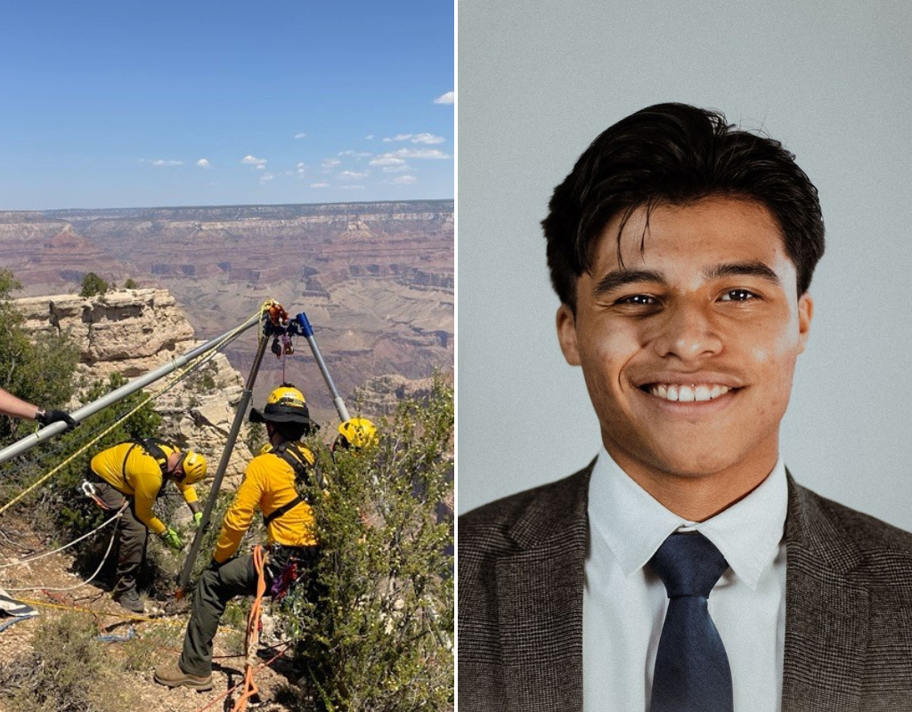 Abel Jospeh Mejia (pictured left) fell to his death at Grand Canyon National Park on July 31, 2024. Park rangers recovered his body from 400 feet below the canyon's rim (pictured right).