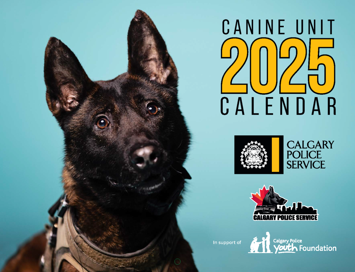 Calgary Police Youth Foundation Canine Calendar; supported by Global Calgary & QR Calgary - image