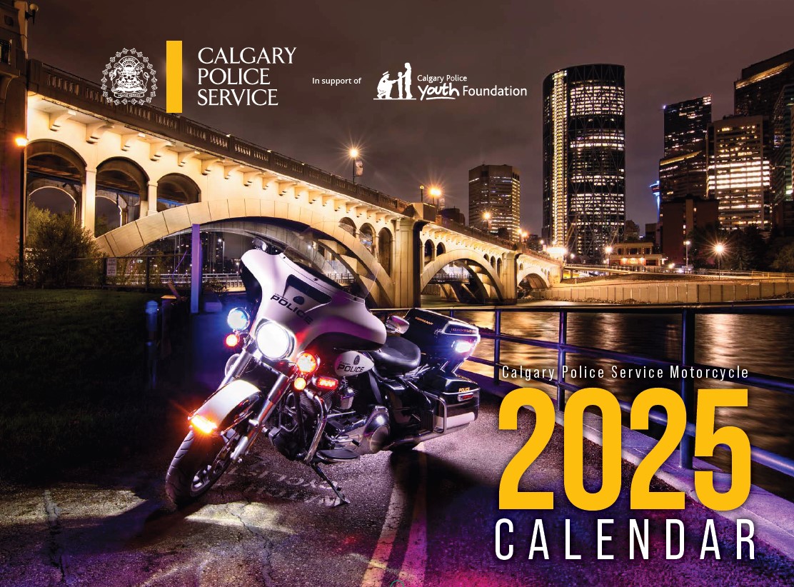 Calgary Police Youth Foundation Motorcycle Calendar; supported by Global Calgary & QR Calgary - image