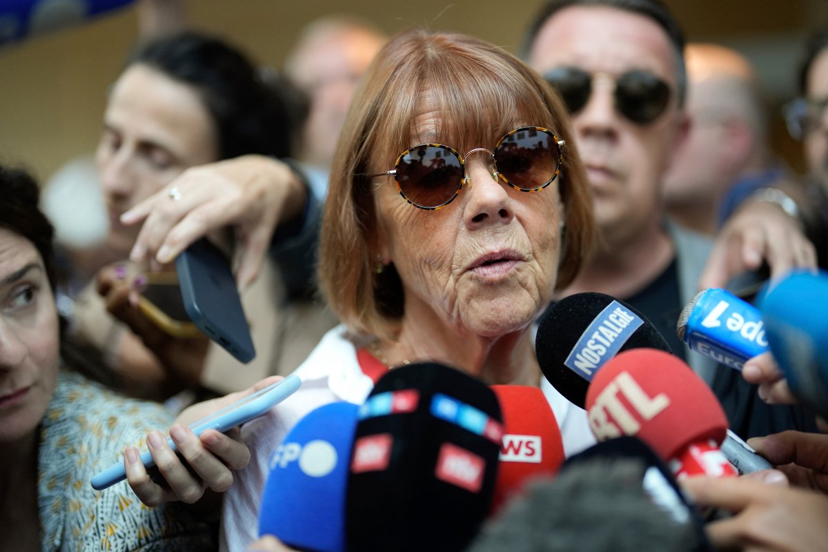 Gisèle Pélicot speaks to media as she leaves the Avignon court house, southern France, Thursday, Sept. 5, 2024. A woman allegedly drugged by her ex-husband so that she could be raped by other men while she laid unconscious, is expected to testify before a panel of French judges.