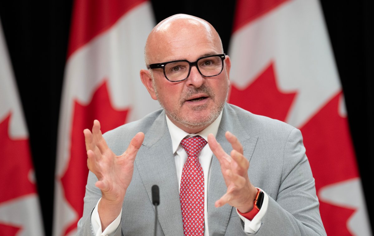 Employment, Workforce Development and Official Languages Minister Randy Boissonnault speaks during a news conference, Monday, September 16, 2024 in Ottawa.