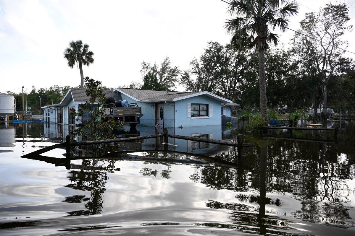 Floodwaters surround a home in the aftermath of Hurricane Helene, Friday, Sept. 27, 2024, in Crystal River, Fla.