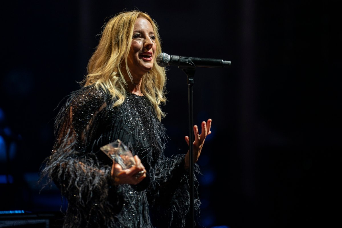 Sarah McLachlan gives a speech at the Canadian Songwriters Hall of Fame Ceremony at Massey Hall in Toronto, on Saturday, September 28, 2024.