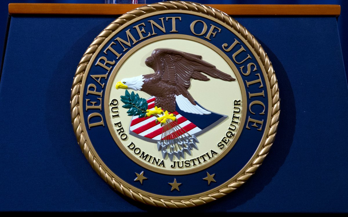 The Department of Justice seal is seen in Washington, Nov. 28, 2018.