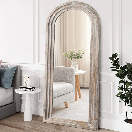 Dainah Arch Full Length Wall Mirror with Wood Frame