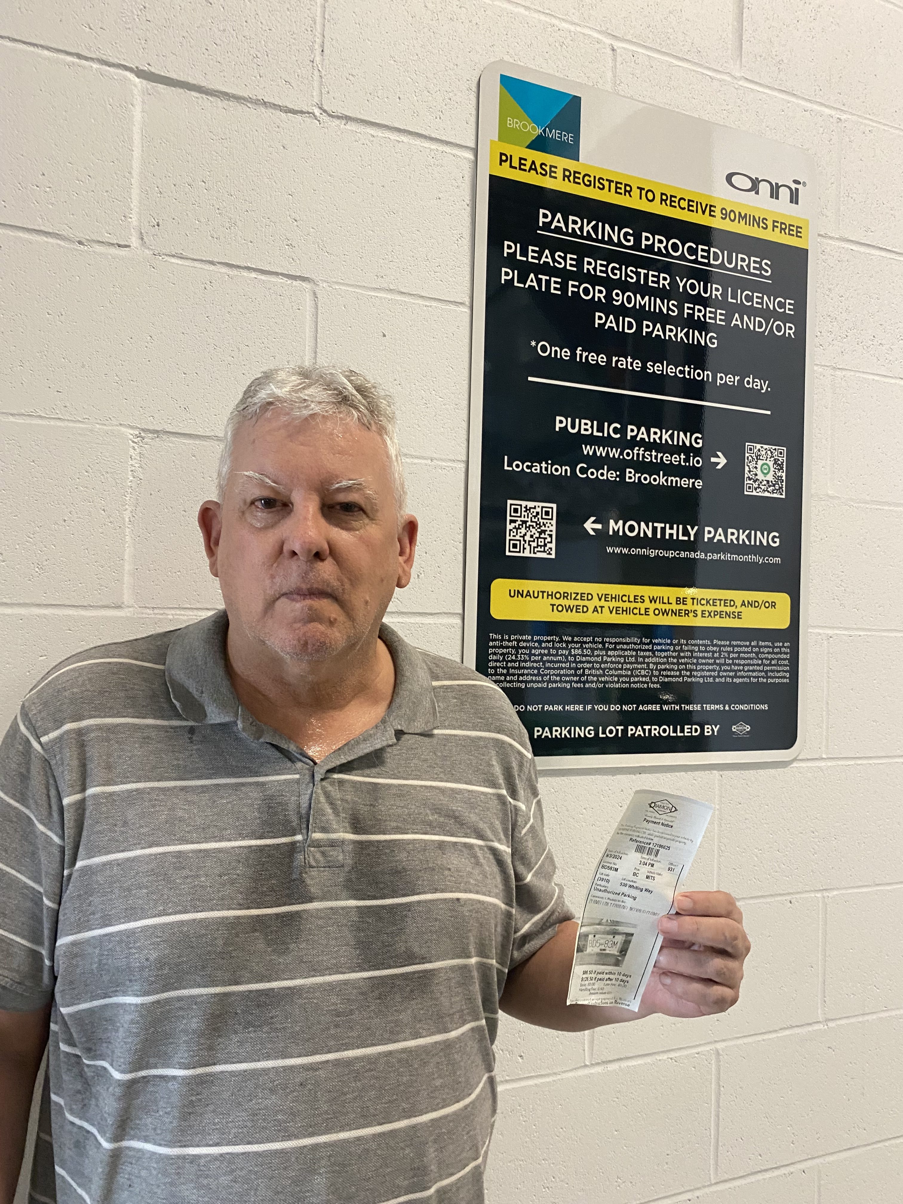 B.C. man receives ticket after parking in free spot