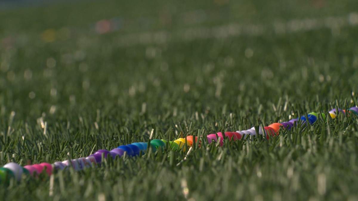 People from all over the province contributed to the bracelet.