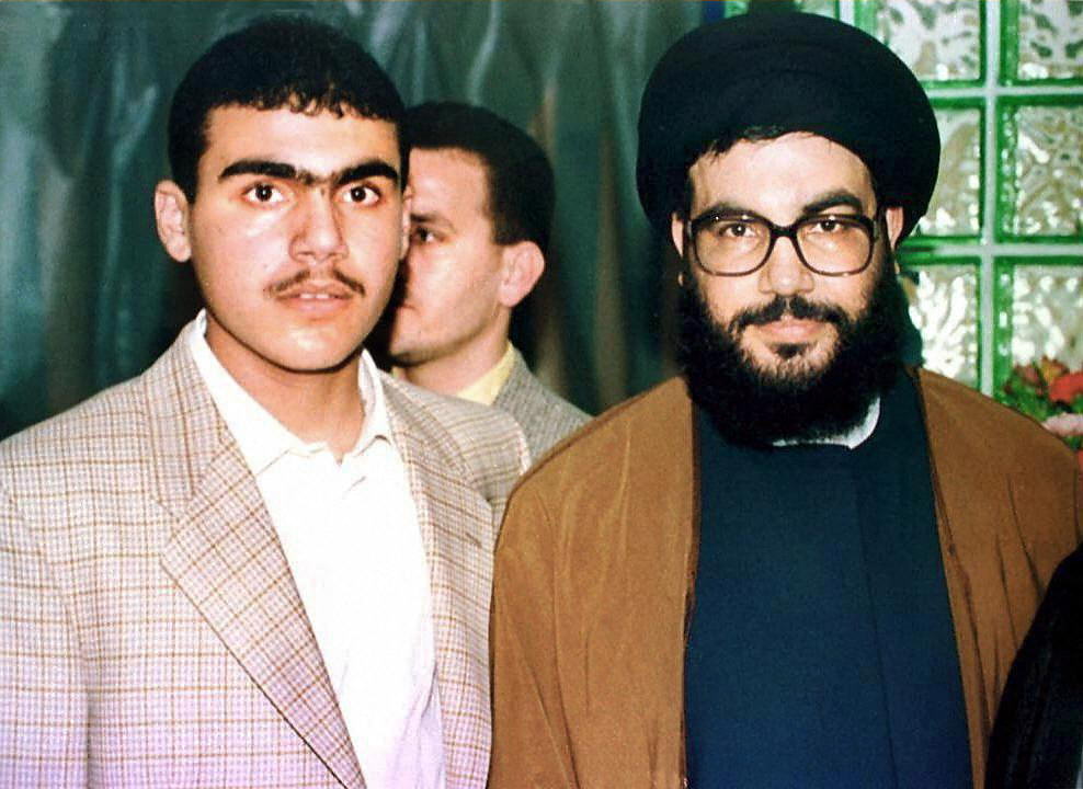 An undated picture shows Hezbollah leader Hassan Nasrallah (R) with his 18-year-old son Hadi, who was killed in clashes with Israeli soldiers in south Lebanon September 12. An Israeli soldier was killed on September 18 and three others wounded in a series of coordinated attacks by Hezbollah guerrillas on Israeli positions in southern Lebanon.