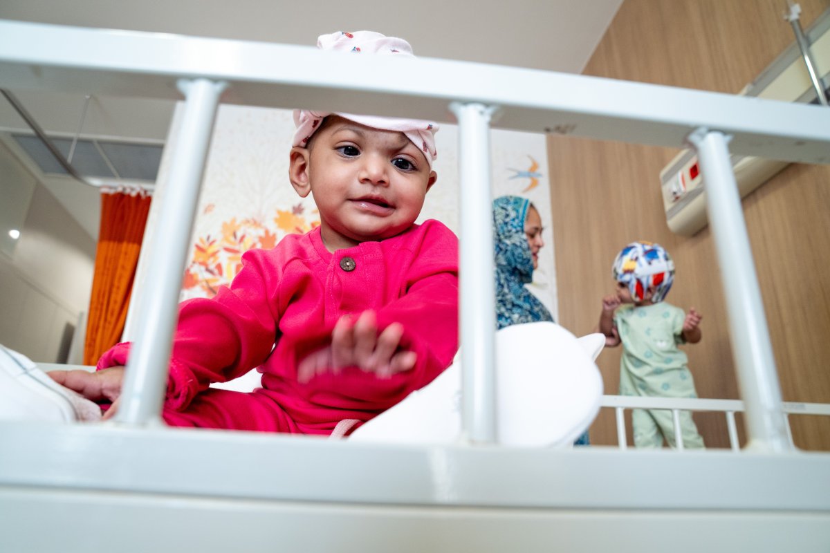 Mother Nazia Parveen takes care of Mirha and Minal during their healing process after surgery at Bilkent City Hospital in Ankara, Turkey on September 06, 2024.