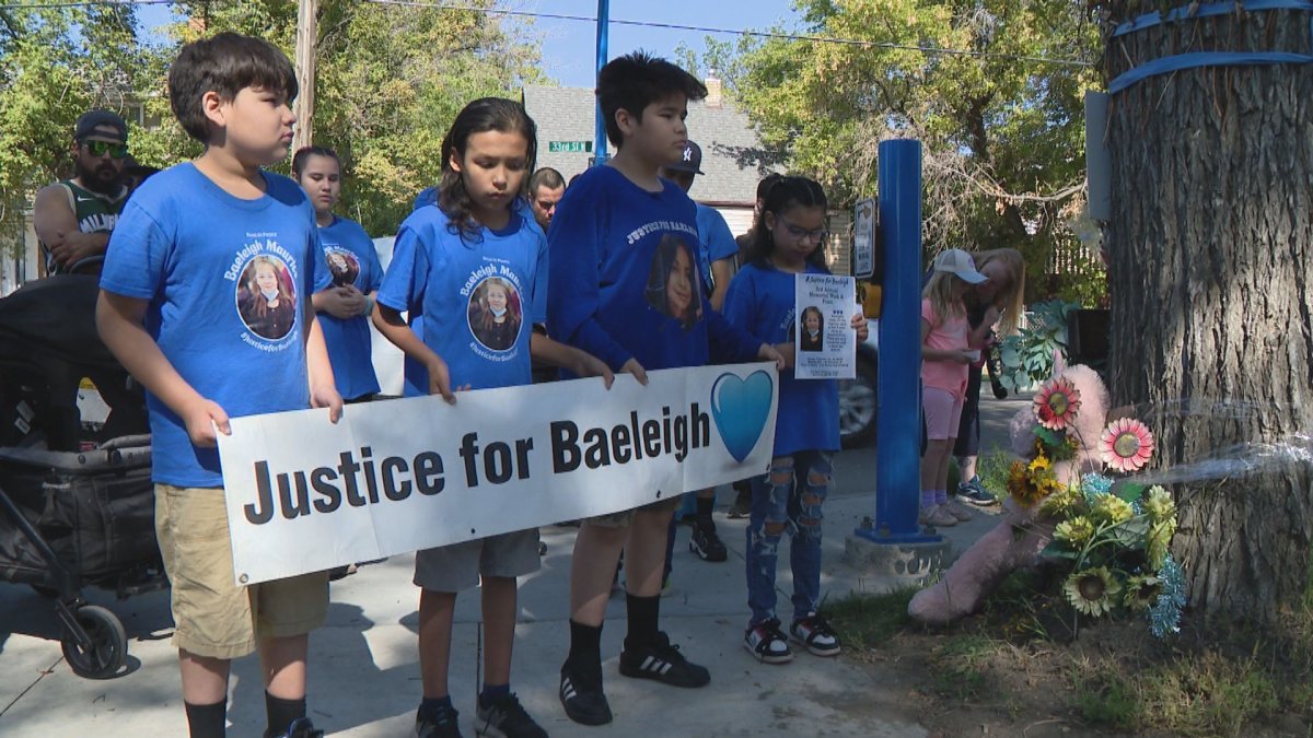 Family and close friends of 9-year-old Baeleigh Maurice gather to honour her memory.