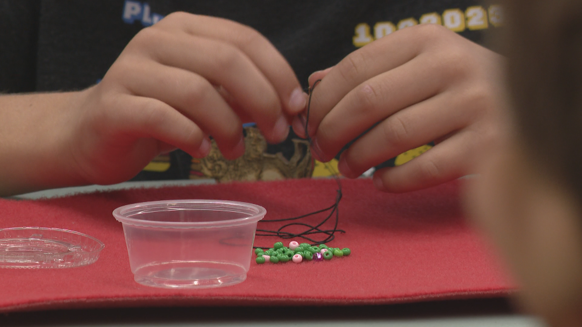 A student working on their Métis beading project.