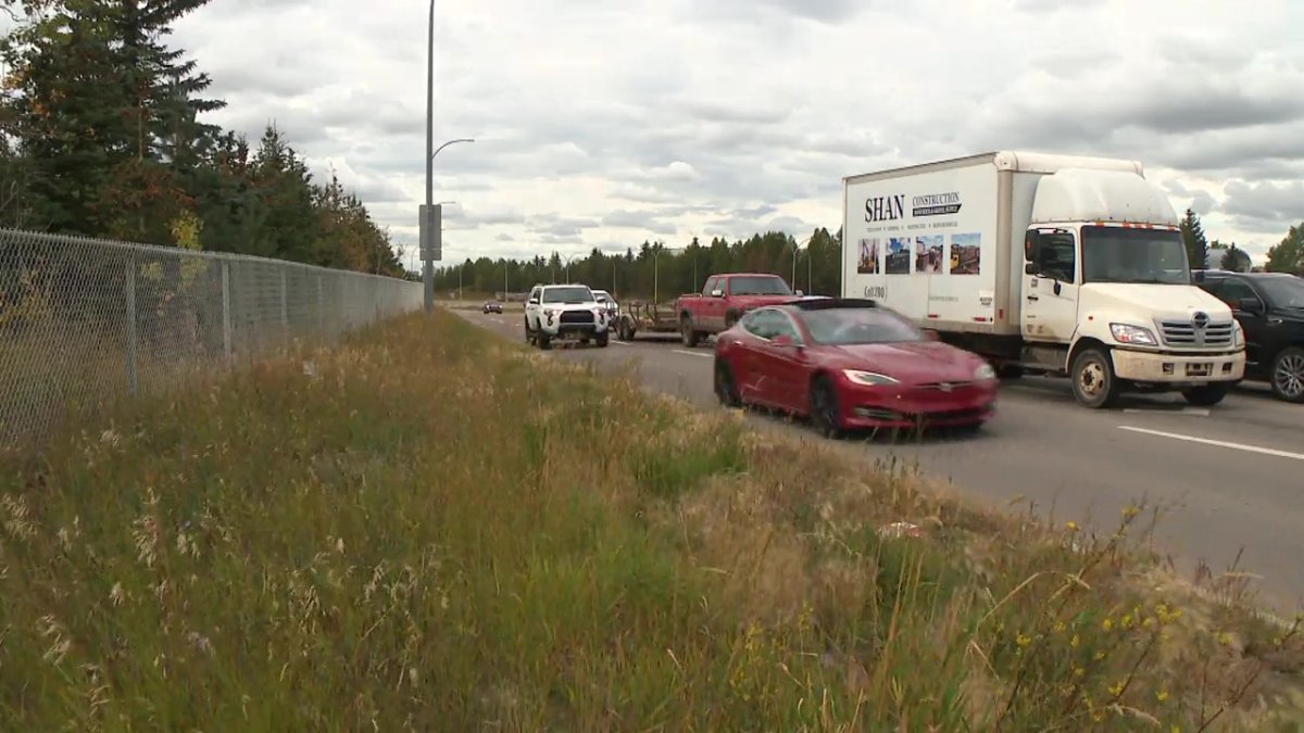 The area where Max Bird was arrested, near Whitemud Drive and 66 Street in south Edmonton, on Saturday, Oct. 14, 2023.