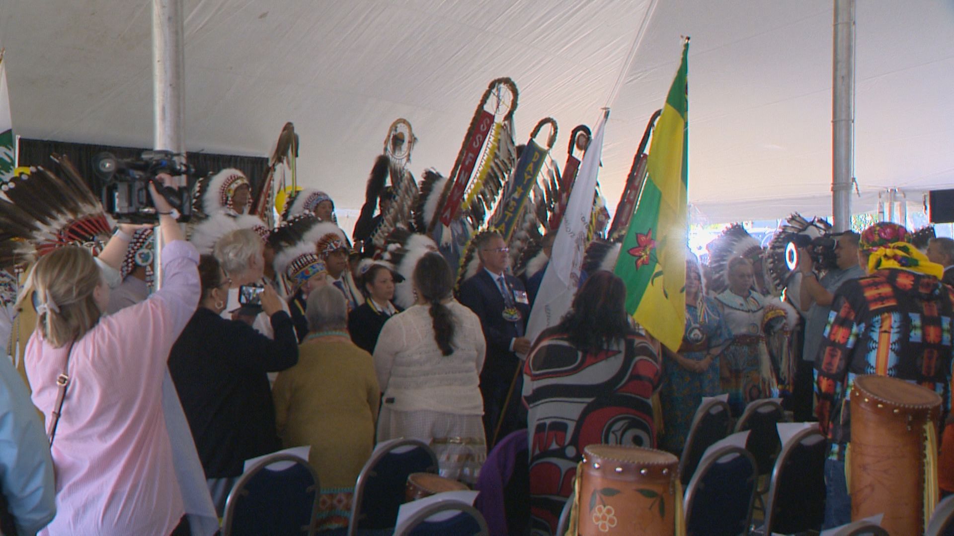 Hundreds gathered in Fort Qu Appelle Sask Sunday to mark the