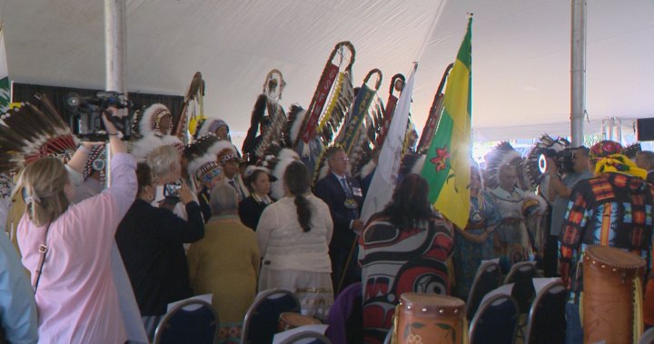 Hundreds gathered in Fort Qu Appelle Sask Sunday to mark the