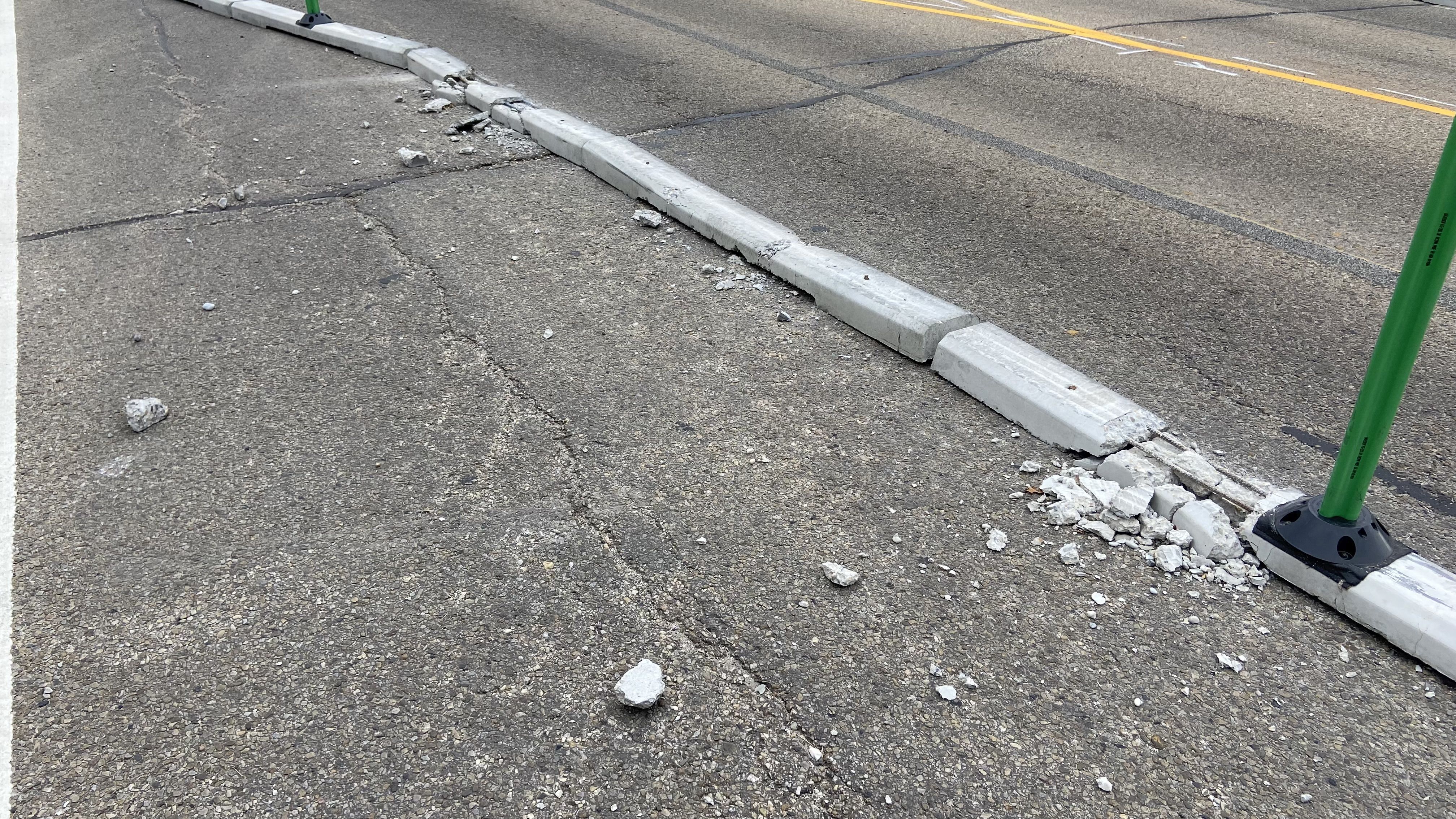 An Edmonton bike lane crumbles 1 month after construction