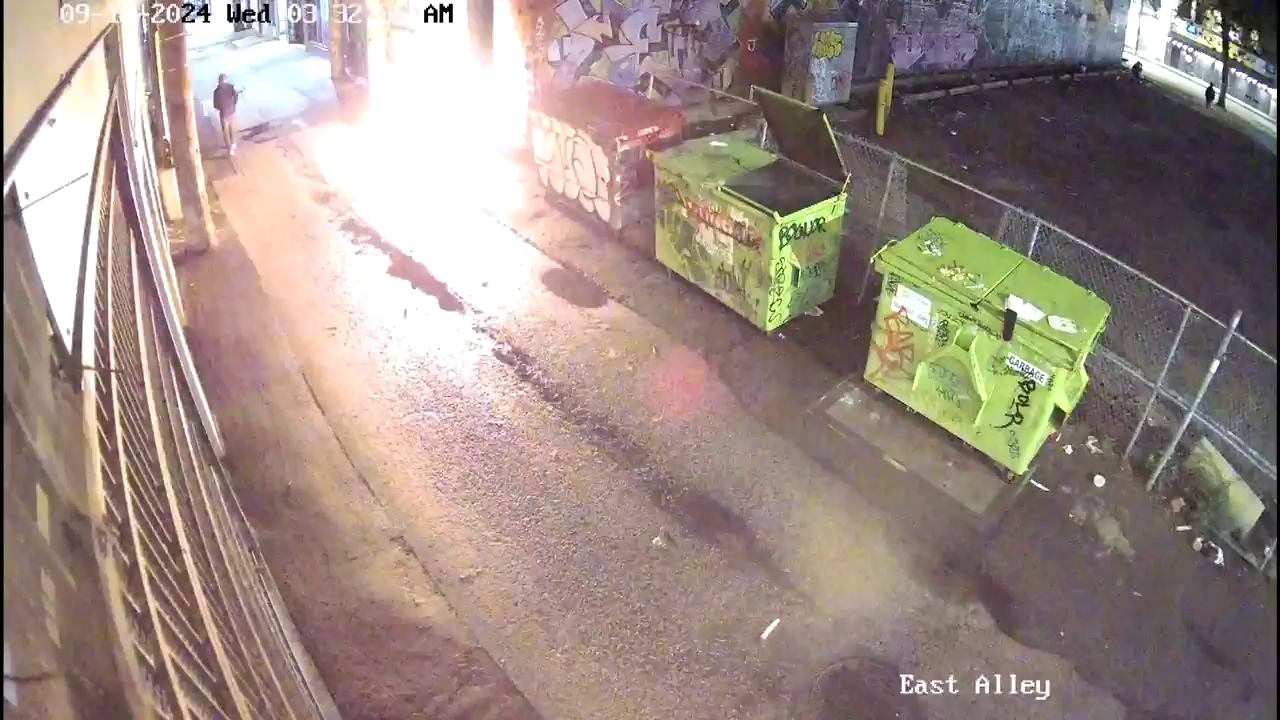 Caught on video, fire set in Gastown alley leads to explosion