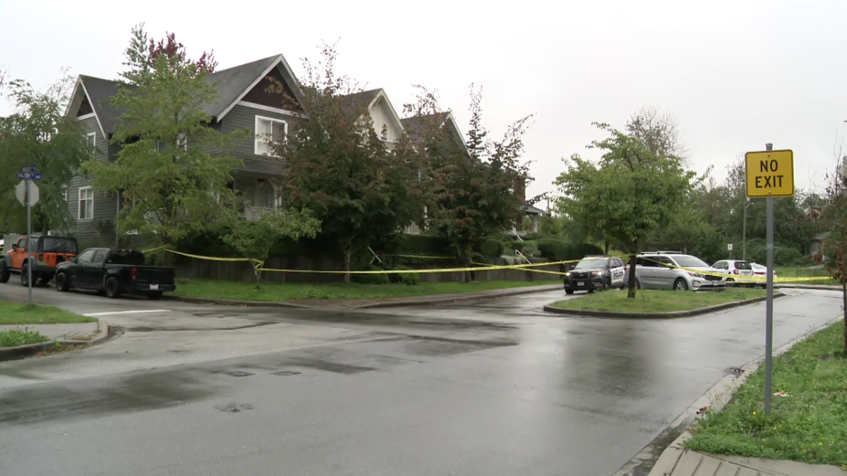 Police tape at the scene of a suspicious death in New Westminster on Wednesday, Sept. 25, 2024. 