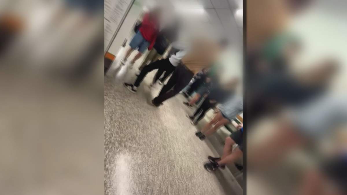A blurred image of the fight at school.