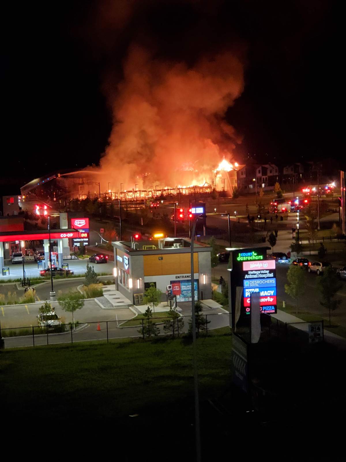 Crews battle structure fire in the area of 35th Avenue and Desrochers Blvd. SW Edmonton Wednesday, Sept. 18, 2024.