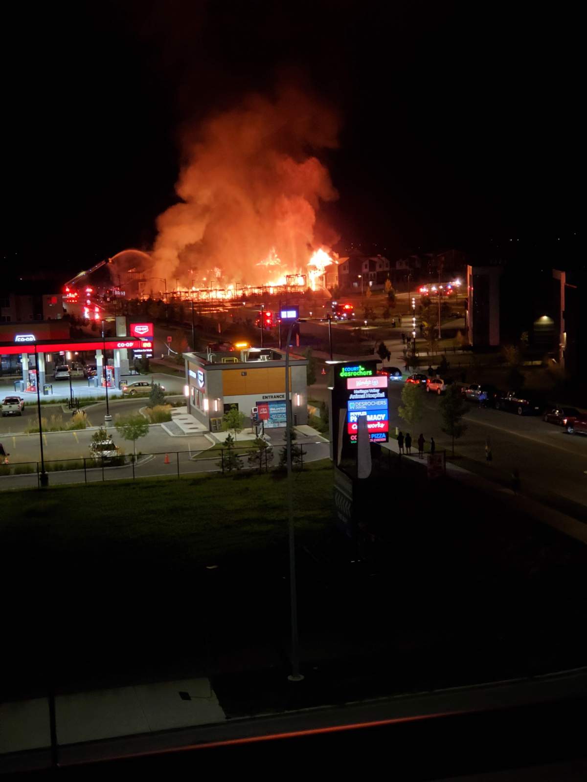 Crews battle structure fire in the area of 35th Avenue and Desrochers Blvd. SW Edmonton Wednesday, Sept. 18, 2024.