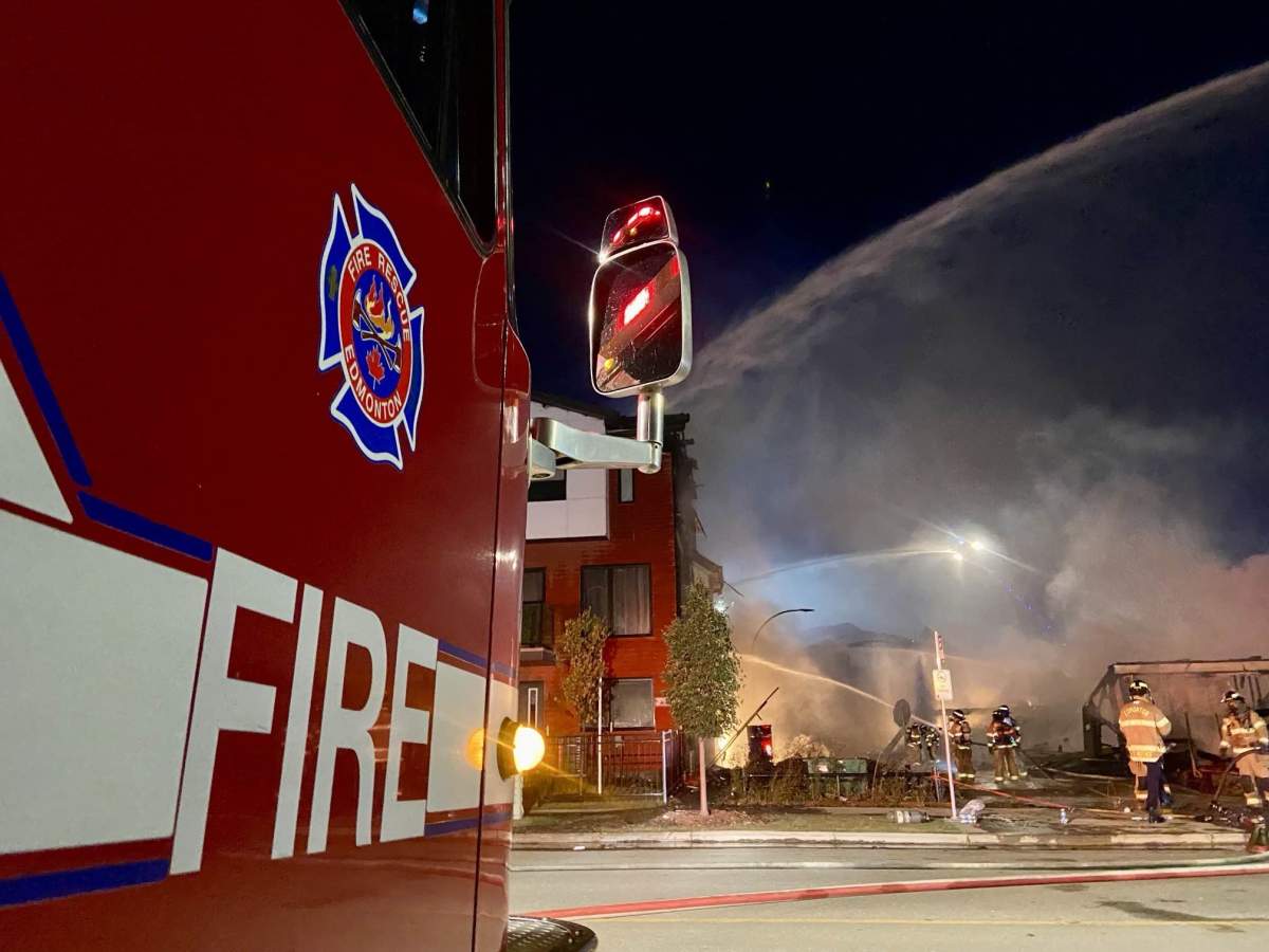 Crews battle structure fire in the area of 35th Avenue and Desrochers Blvd. SW Edmonton Wednesday, Sept. 18, 2024.