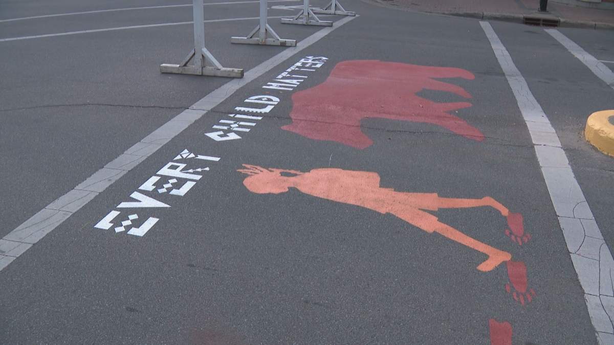 A crosswalk dedicated to residential school survivors and children who never made it home was unveiled in St. Albert Tuesday, Sept. 24, 2024.