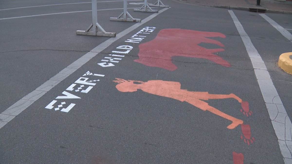 A crosswalk dedicated to residential school survivors and children who never made it home was unveiled in St. Albert Tuesday, Sept. 24, 2024.