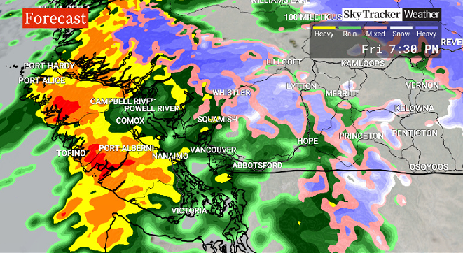 Una mirada a las precipitaciones que podrían llegar con el río atmosférico el viernes por la noche.