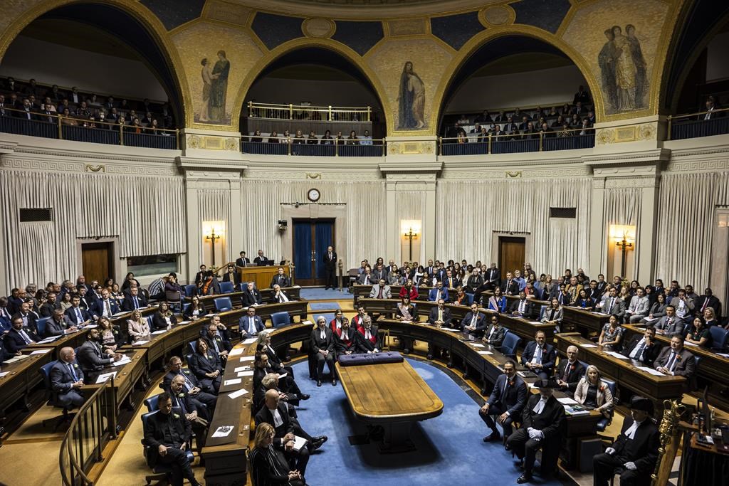 The legislative assembly during the first session of the 43rd Manitoba legislature at the Manitoba Legislative Building in Winnipeg, Tuesday, Nov. 21, 2023. 